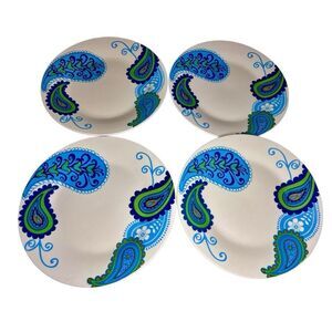 Retired Royal Norfolk Blue Paisley Set of 4 Salad Plates 8"